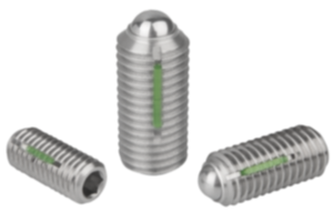 Federnde Druckstücke mit Innensechskant und Kugel, Edelstahl, mit Gewindesicherung - inch Federnde Druckstücke mit Innensechskant und Kugel, Edelstahl, mit Gewindesicherung - inch