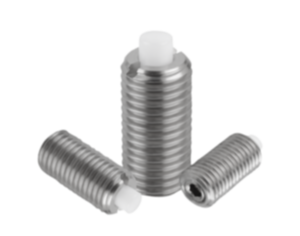 Federnde Druckstücke mit Innensechskant und Druckstift aus POM abgeflacht, Edelstahl Federnde Druckstücke mit Innensechskant und Druckstift aus POM abgeflacht, Edelstahl