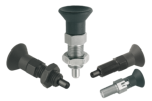 Arretierbolzen Stahl oder Edelstahl mit Kunststoff-Pilzgriff und verlängertem Arretierstift - inch Arretierbolzen Stahl oder Edelstahl mit Kunststoff-Pilzgriff und verlängertem Arretierstift - inch