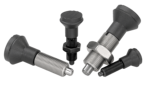 Arretierbolzen Stahl oder Edelstahl, ohne Bund, mit Kunststoff-Pilzgriff, mit Deckel Arretierbolzen Stahl oder Edelstahl, ohne Bund, mit Kunststoff-Pilzgriff, mit Deckel