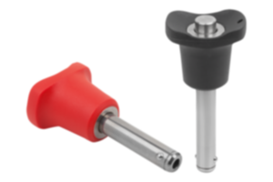 Kugelsperrbolzen mit Kunststoff-Griff und hoher Scherfestigkeit Kugelsperrbolzen mit Kunststoff-Griff und hoher Scherfestigkeit