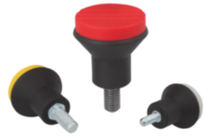Mushroom knobs, plastic, with external thread and cap - inch Mushroom knobs, plastic, with external thread and cap - inch