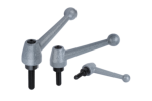 Clamping levers, steel, with external thread, hammer tone enamelled, threaded insert black oxidised steel - inch Clamping levers, steel, with external thread, hammer tone enamelled, threaded insert black oxidised steel - inch