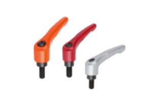 Klemmhebel Zinkdruckguss mit Außengewinde, seidenmatt, Gewindeeinsatz Stahl brüniert Klemmhebel Zinkdruckguss mit Außengewinde, seidenmatt, Gewindeeinsatz Stahl brüniert