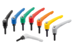 Klemmhebel Zinkdruckguss mit Außengewinde und Schutzkappe, Gewindeeinsatz Stahl brüniert Klemmhebel Zinkdruckguss mit Außengewinde und Schutzkappe, Gewindeeinsatz Stahl brüniert