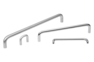 Bügelgriffe Edelstahl 1.4404, Rundprofil poliert oder gestrahlt, Montage von der Rückseite Bügelgriffe Edelstahl 1.4404, Rundprofil poliert oder gestrahlt, Montage von der Rückseite