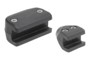 Einfachklemmen Kunststoff für Seitenführungen mit konischem Halteprofil Einfachklemmen Kunststoff für Seitenführungen mit konischem Halteprofil