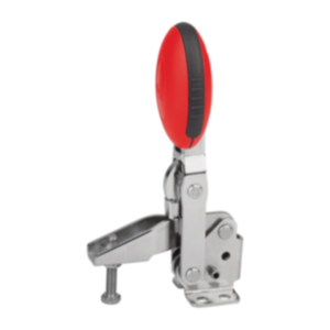 Schnellspanner vertikal mit waagrechtem Fuß und verstellbarer Andruckspindel, Edelstahl Schnellspanner vertikal mit waagrechtem Fuß und verstellbarer Andruckspindel, Edelstahl