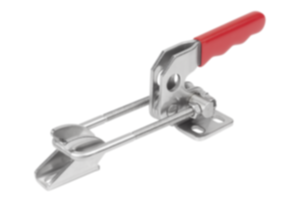 Bügelspanner Stahl oder Edelstahl, horizontal mit Gegenhalter und langem Verstellweg, Kunststoffgriff rot Bügelspanner Stahl oder Edelstahl, horizontal mit Gegenhalter und langem Verstellweg, Kunststoffgriff rot