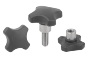 Kreuzgriffe Kunststoff antibakteriell mit vorstehender Stahlbuchse Kreuzgriffe Kunststoff antibakteriell mit vorstehender Stahlbuchse